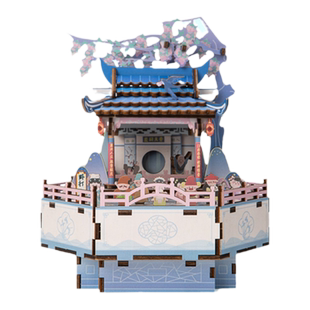 苏州博物馆 百转千回昆曲拼装八音盒木质DIY创意生日礼物音乐摆件