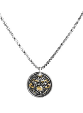 醒狮吞金兽！复古圆牌寓意项链