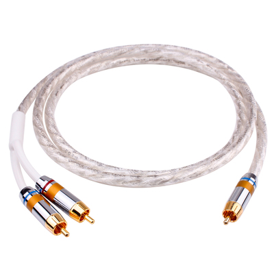 重低音炮线RCA转2RCA一分二音频线单莲花转双莲花音响功放连接线