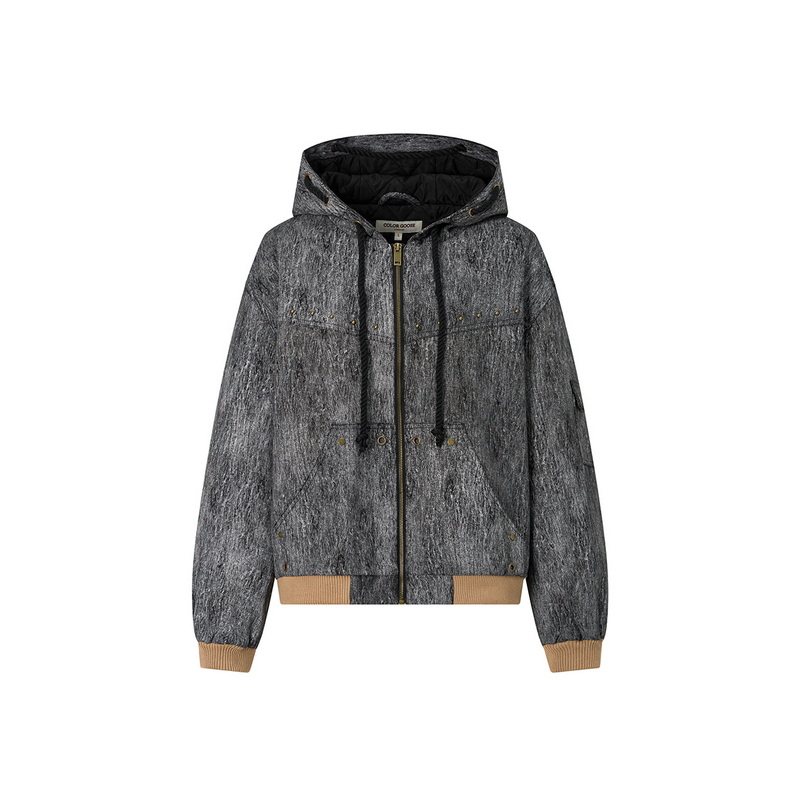 贺峻霖同款连帽棉服牛仔夹克外套