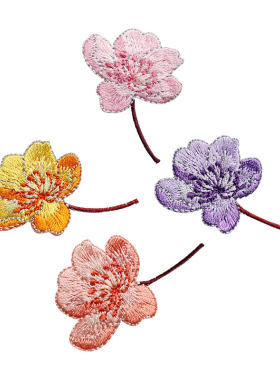 中国风绣花虹绣海棠花修补可熨烫