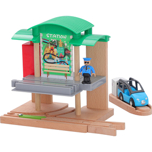 和谐号高铁动车公交车巴士客车车站站台场景儿童建筑模型轨道玩具