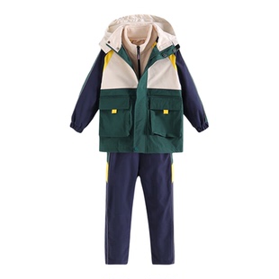 中小学生校服绿色冲锋衣三件套成都市教育科学研究院附小园服套装