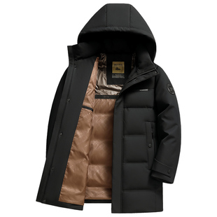 老人头羽绒服中长款极寒加厚高充绒爸爸冬季新款2024保暖抗寒外套