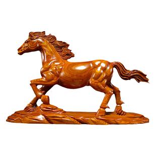 花梨木雕马摆件实木一马当先工艺礼品办公室家居玄关酒柜边柜装饰
