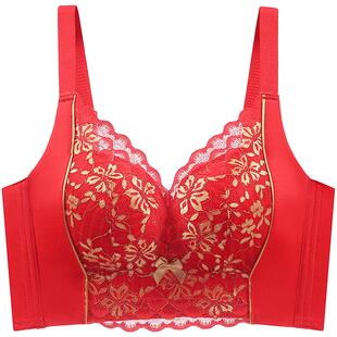 红色内衣内裤女性感套装秋冬小胸聚拢2026马年调整型无钢圈文胸罩