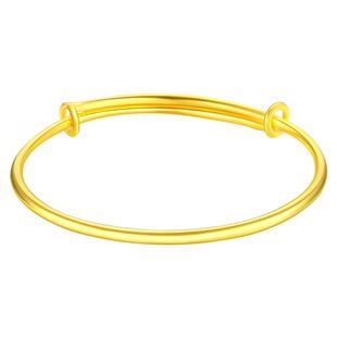 潮宏基好事发生宝护黄金素圈手镯凤羽光圈足金童镯宝宝礼物计价 H