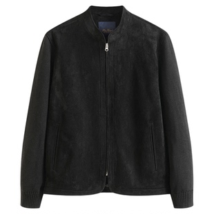 PLUS CRASH2025冬季短款修身时尚百搭老钱风针织拼接立领夹克外套