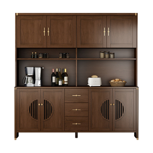 新中式餐边柜酒柜一体靠墙茶水柜客厅实木储物柜家用厨房置物碗柜