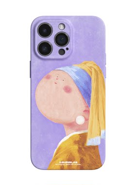 苹果戴珍珠耳环的少女全包软壳