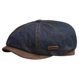 疯帽子 报童帽牛仔前进帽子 深蓝美式复古八角麂皮鸭舌25年秋新男