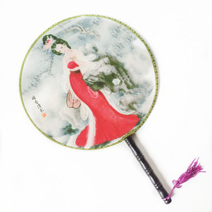 圆扇子宫廷风团扇古典仕女桃花图杨贵妃古风舞蹈扇子古装拍摄道具