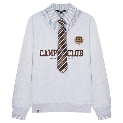 TeenieWeenie小熊女装卫衣2025秋季新款学院风可拆卸领带拼接衬衫