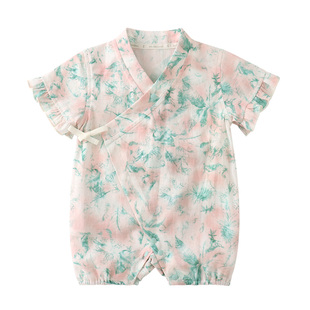 modomoma【云谷花廊】婴儿衣服夏季薄款短袖包屁衣宝宝夏装连体衣