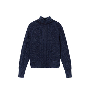 现货COTEMP 25秋冬复古洗褪绞花毛衣INDIGO CABLE KNITED SWEATER