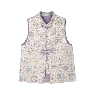 JKJS【云绘画影】宝相花提花马甲叠穿时髦洋气外套国风盘扣上衣