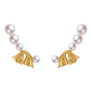 方宜FANG YI 舞会蝴蝶结珍珠日常氛围感横排耳饰 FY062