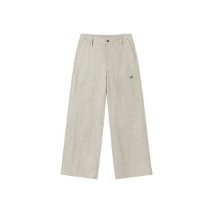 FORNINES刺绣纯棉卡其色直筒裤男款休闲裤子潮牌阔腿四季百搭长裤