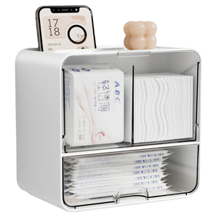 卫生间化妆棉壁挂式浴室粉扑棉片棉签棒卸妆棉宿舍墙上发饰收纳盒