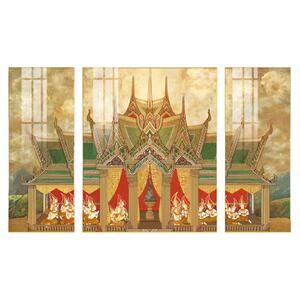 东南亚风格泰式建筑装饰画瑜伽馆壁画养生馆傣族风情酒店会所挂画