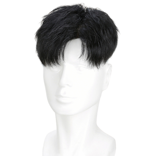 2025新款热卖许昌男士假发男生短发男款假发真发黑色日常头顶自然
