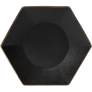 陶瓷黑色磨砂六角形盘子牛排餐盘家用商用轻奢高级感西餐餐盘摆盘