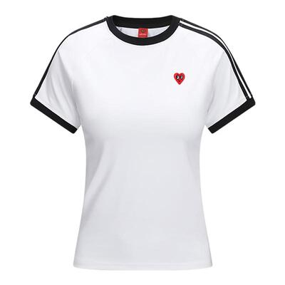 查尔斯桃心 短袖t恤男女同款2025年夏季新款圆领条纹休闲宽松百搭