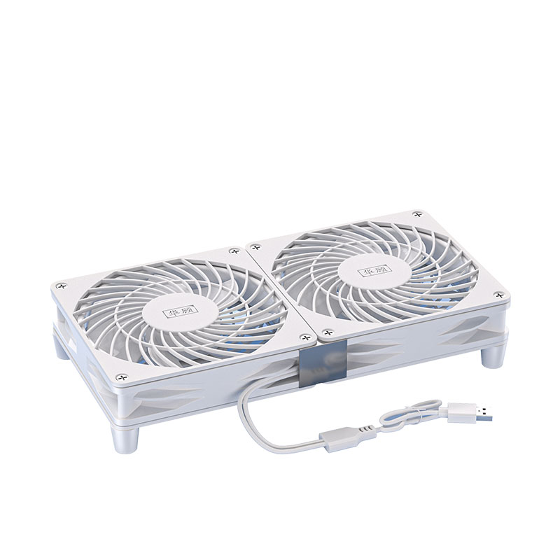 华顾路由器散热风扇5V静音支架 usb风扇散热器开关底座承托架光猫