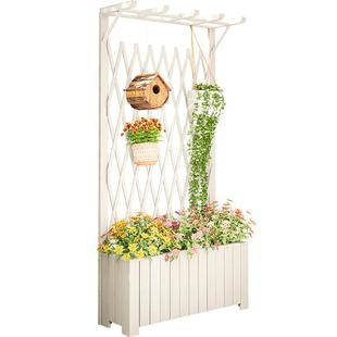 室外防腐木花架户外庭院花箱围栏隔断花园阳台花盆网格落地爬藤架