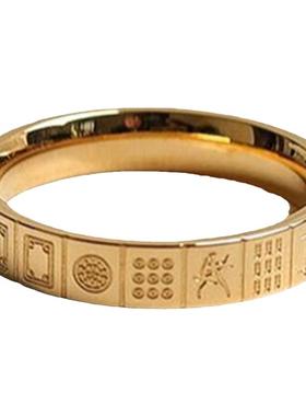 ins冷淡风钛钢麻将戒指女