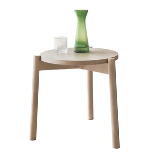 HITCHCOCK Alvar/ 边几咖啡桌北欧简约设计实木真皮面圆形小茶几