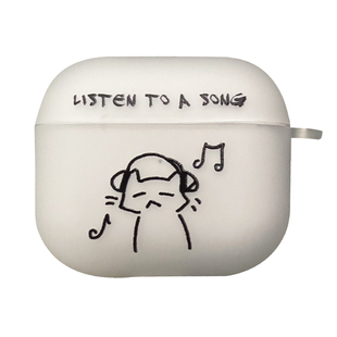小猫听歌，简约卡通可爱风airpodspro3代保护套适用苹果耳机保护壳1/2/3/4代无线蓝牙外壳磨砂半透明小众防摔