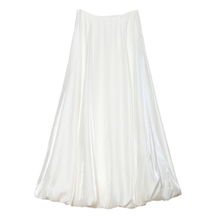 Carolingian简约ROW风！飘逸流光Lyocel亚麻花苞半身裙小白裙半裙