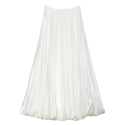 Carolingian简约ROW风！飘逸流光Lyocel亚麻花苞半身裙小白裙半裙