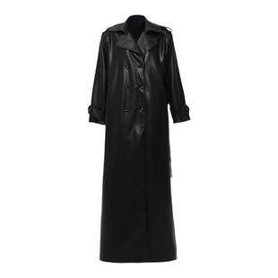 APOZi collection 山海前奏系列 高个子pu皮衣外套长款风衣大衣女