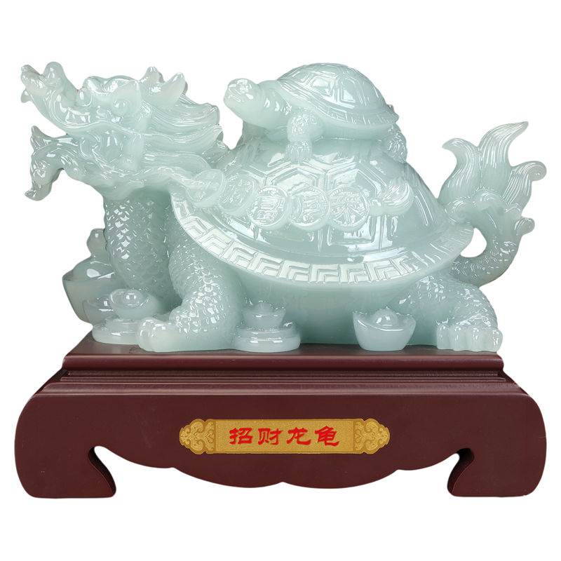 玉石招财龙龟摆件旺财镇宅装饰品