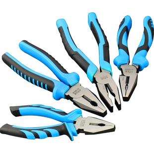 上匠工具钢丝钳 老虎钳子 防滑柄克丝钳 6寸8寸平口钳五金断线钳