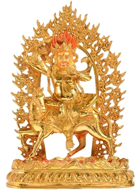 藏村铜鎏金雕花铜像摆件