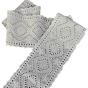 宽10厘米 复古米黄色加厚全棉布边刺绣蕾丝花边 双边diy手工布料