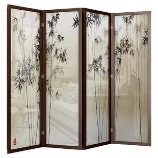 高品质禅意实木中国风屏风隔断板玄关客厅折叠移动新中式房间卧室