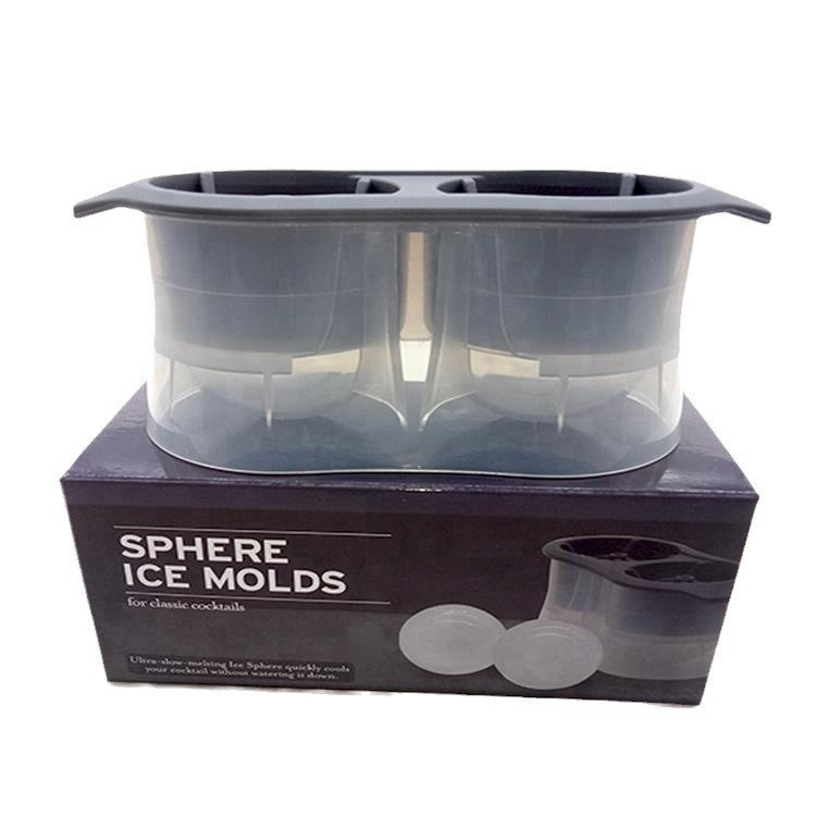 塑胶2连冰球 塑胶圆形冰块模具威士忌冰球制作器圆形制冰盒速冻器