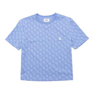 MLB官方 女款老花短款T恤圆领提花舒适短袖TSMA1