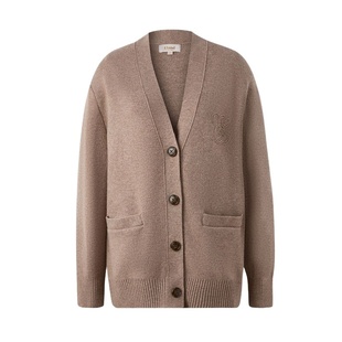 Eland衣恋毛针织衫女宽松含绵羊毛舒适保暖老钱风毛衣开衫冬季款