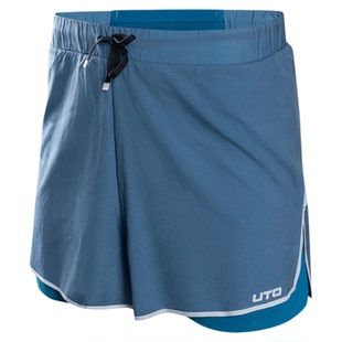 UTO悠途跑步运动透气轻量短裤男二合一防走光四分裤女马拉松短裤