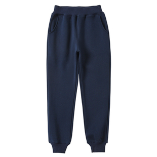 男童深蓝色校服裤子冬季加厚绒儿童藏青色运动裤女童卫裤小学生裤