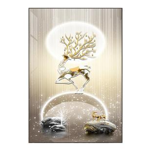 入户玄关装饰画客厅走廊过道墙壁画现代简约轻奢麋鹿进门玄幻挂画