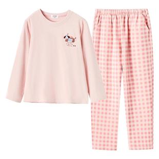 千线艺【轻暖德绒】女童睡衣春秋儿童女孩腊肠狗长袖柔软家居服冬