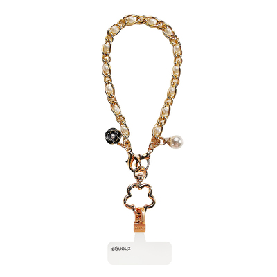 手机链女士茶花珍珠锁链手腕挂绳