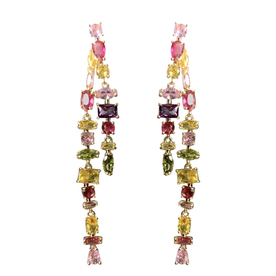 红粉花园/施家水晶5A锆石双层可拆卸耳环耳钉 无耳洞蚊香盘耳夹