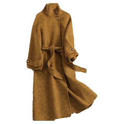 收腰过膝长款秋冬长袖女毛呢外套